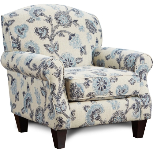 Accent Chair in Maya Indigo Floral Fabric